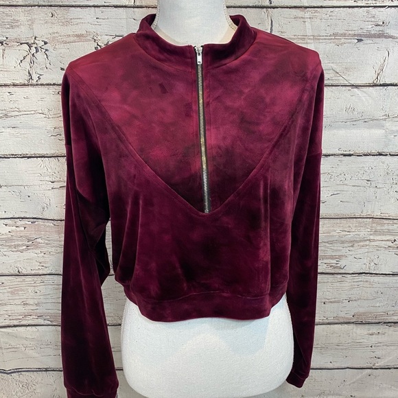 FASHION NOVA Jogger/Hoodie Set Velour Burgundy-Large - Picture 2 of 6